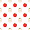 Illustration Seamless pattern Flat Apple isolated on white background , fruit patterns texture fabric , wallpaper minimal style ,