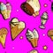 Illustration of Seamless pattern ice creame tasty. Hand drawn, doodle decorative sticks. Paper background for children