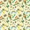 Illustration of a seamless pattern of Irish design for St. Patricks day celebration, drawn in flat style