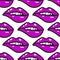 Illustration SEAMLESS pattern of opened mouth with pink lipstick, white teeth