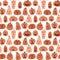 Illustration of seamless pattern with pumpkins. Various festive pumpkins with funny faces on a white background. Smiling