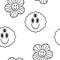 Illustration of a seamless pattern in the style of the seventies. Groovy and trippy elements. Black outline on a white