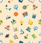 Illustration Seamless Texture with Icons of Education Item