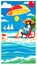 Illustration of seaside leisure summer life