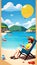 Illustration of seaside leisure summer life