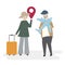 Illustration of senior couple characters with traveling concept