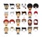 Illustration set avatars male faces, design elements, hairstyles