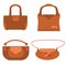 Illustration of a set of brown women's handbags