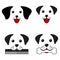 Illustration set of cute dogs faces on white background