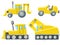 Illustration set of four different tractors