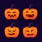 Illustration Set of halloween pumpkins , funny faces. Autumn holidays. Happy halloween night