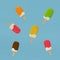 Illustration set of ice-cream fruits flavour colorful.