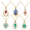 Illustration set necklace pendants jewelry made of precious stones isolated on white background