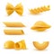 illustration set of realistic icons of dry macaroni, pasta of various kinds