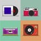 Illustration set of retro entertainment stuff vector