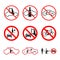 Illustration set of signs prohibited alcohol, drugs driving a car