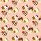 Illustration set of sweets and cakes. Seamless pattern.