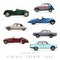 Illustration Set Vintage French cars