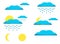 Illustration of a set for the weather with the image of clouds, rain, sun, moon, snow