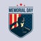 Illustration of Shield with Soldier saluting against USA Flag. Memorial Day.
