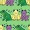 Illustration should be different than that. Colored frogs. Seamless pattern.