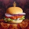 Illustration showing a hamburger on a solid background