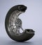 Illustration showing inner structure of car tyre and wheel on gray background. 3D illustration