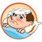 Illustration is a sick child in bed with symptoms of fever and thermometer in his mouth. Ideal for educational