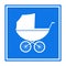 Illustration of a sign of a baby carriage on a blue background