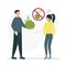Illustration with a sign denoting a durian fruit can be touched only with gloves. Without gloves, you cannot take fruit