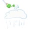 Illustration of silhouette cloud and watering can