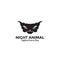 Illustration silhouette night animal head logo design vector