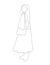 illustration/silhouette of a standing Muslim girl, black on white, coloring book