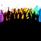 Illustration silhouettes party dance colorful group of jumping people dancing. Jazz funk, hip-hop, house dance. Dancer man on whit