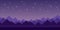 illustration of silhouettes of sharp mountains under the starry sky in retro platformer style