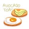 Illustration of simple avocado toasts breakfast on white background. can be used for cards and posters or other your