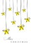 Illustration of simple bows with yellow stars on a white background with a Merry Christmas` text`