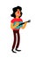 Illustration of a singer with a guitar. Vector. Funny character. Cartoon man sings beautiful songs. Latin American music performer
