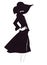 Illustration sketch extravagant fashion female portrait in the garment as a silhouette