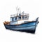 An illustration of a small fishing boat isolated on white background.