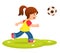 Illustration of a small girl playing football