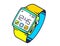 illustration of smart watch with button on white backgrou