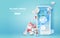 Illustration of smartphone with Online delivery service application Merry Christmas and balloon gift box concept.Paper cut and