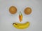illustration of smile combining banana, chilli and egg