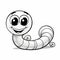Illustration of a smiling worm in black and white coloring, generative ai