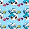 Illustration of a snowman. Christmas snowmen. Seamless pattern.