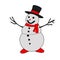 illustration of a snowman with a happy face welcoming Christmas on a white background