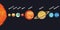 Illustration of solar system showing planets around sun