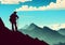 Illustration of A solitary mountain climber\\\'s silhouette against a breathtaking backdrop