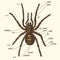 Illustration of a spider anatomy include all name of animal parts. Birdeater species in hand drawn or engraved style